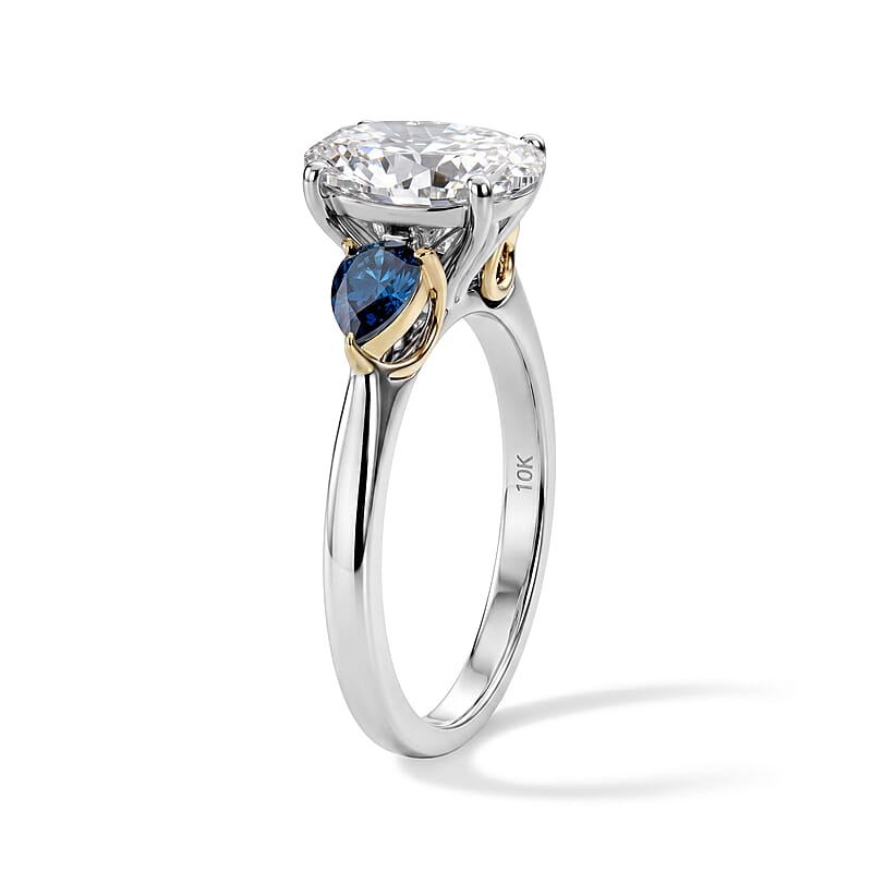 Luxuriant Lab Grown Diamond (E-F, VS) and Lab Grown Pink Diamond (IR) 2.50 ctw Twin Flame Radiance Ring in 10K White and Rose Gold (Size 10.0)