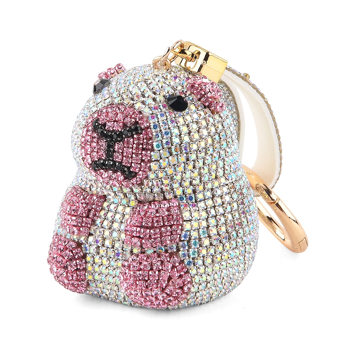 Pink Capybara Crystal Keyring