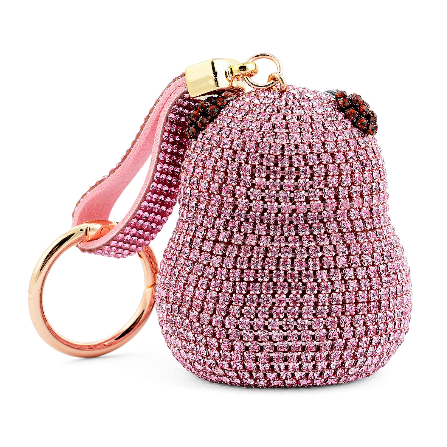 Pink Capybara Crystal Keyring