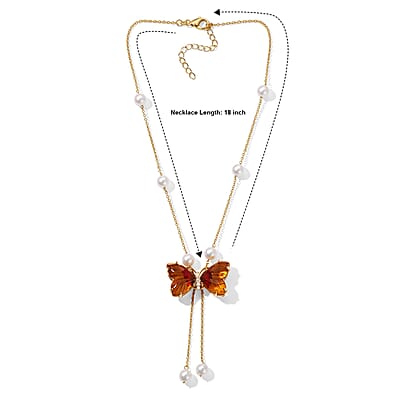 GP Murano Style and Multi Gemstone 0.20 ctw Necklace (18 Inches) in 18K Vermeil Yellow Gold Over Sterling Silver