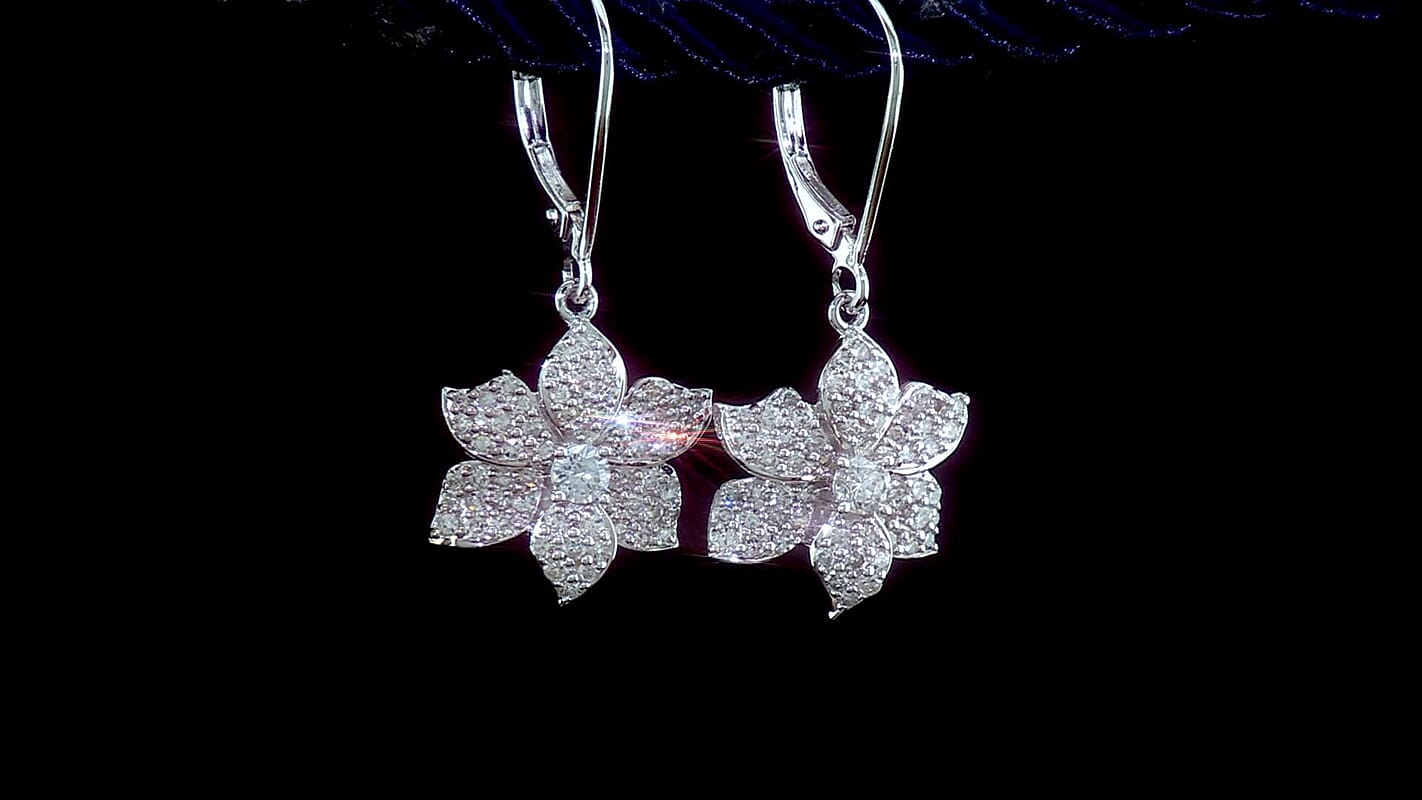 Luxuriant Lab Grown Diamond (G-H, SI) Earrings in Rhodium Over Sterling Silver in 1.00 ctw