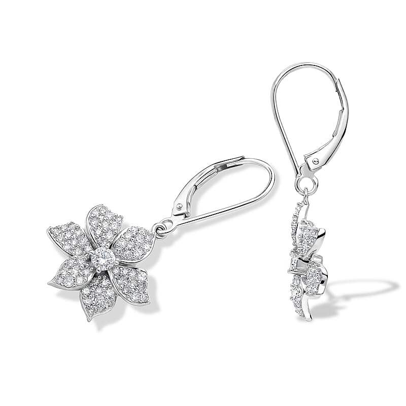 Luxuriant Lab Grown Diamond G-H SI 1.00 ctw Earrings in Rhodium Over Sterling Silver