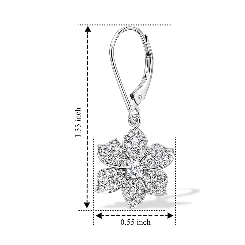 Luxuriant Lab Grown Diamond G-H SI 1.00 ctw Earrings in Rhodium Over Sterling Silver