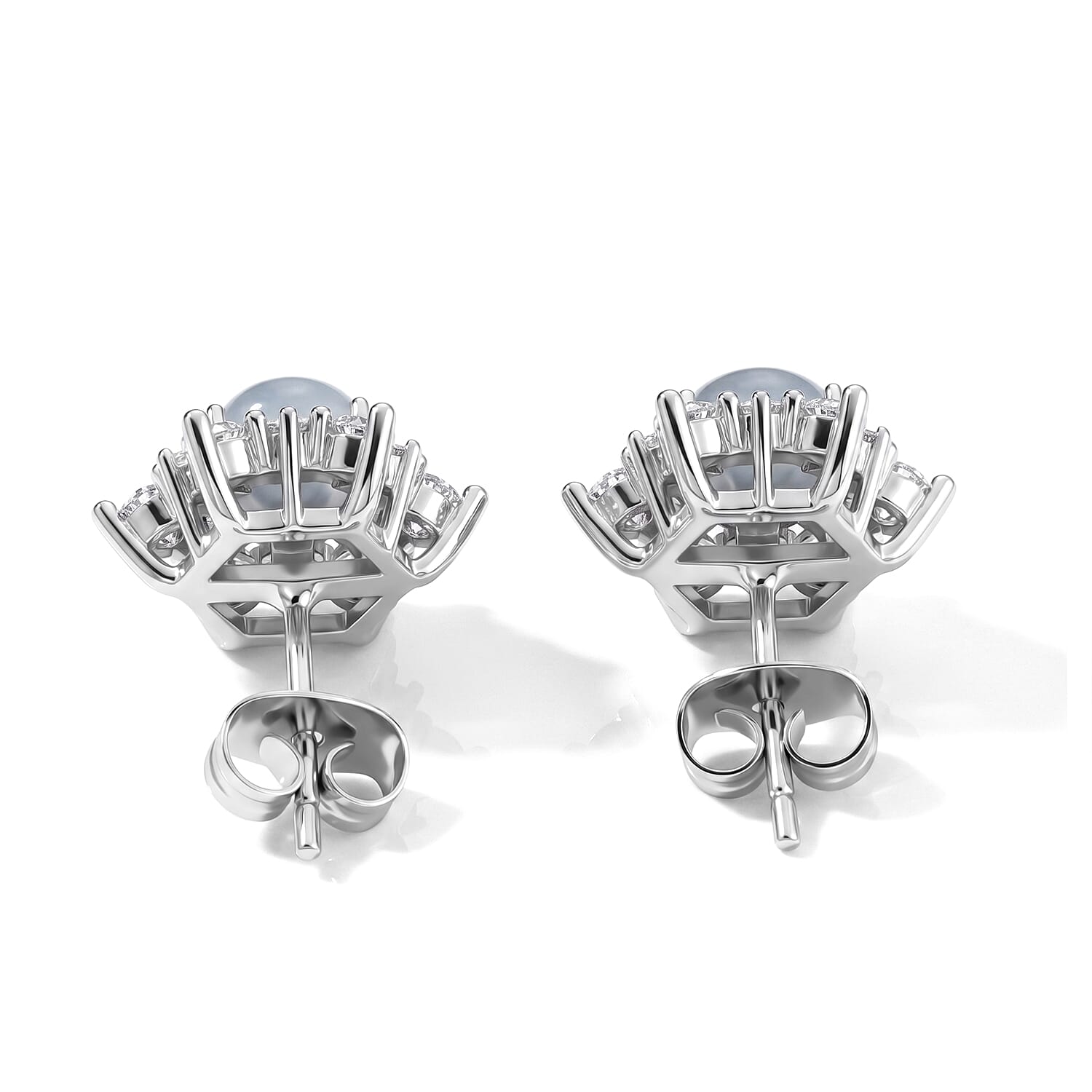 Aquamarine and Simulated Diamond 7.00 ctw Earrings in Silvertone