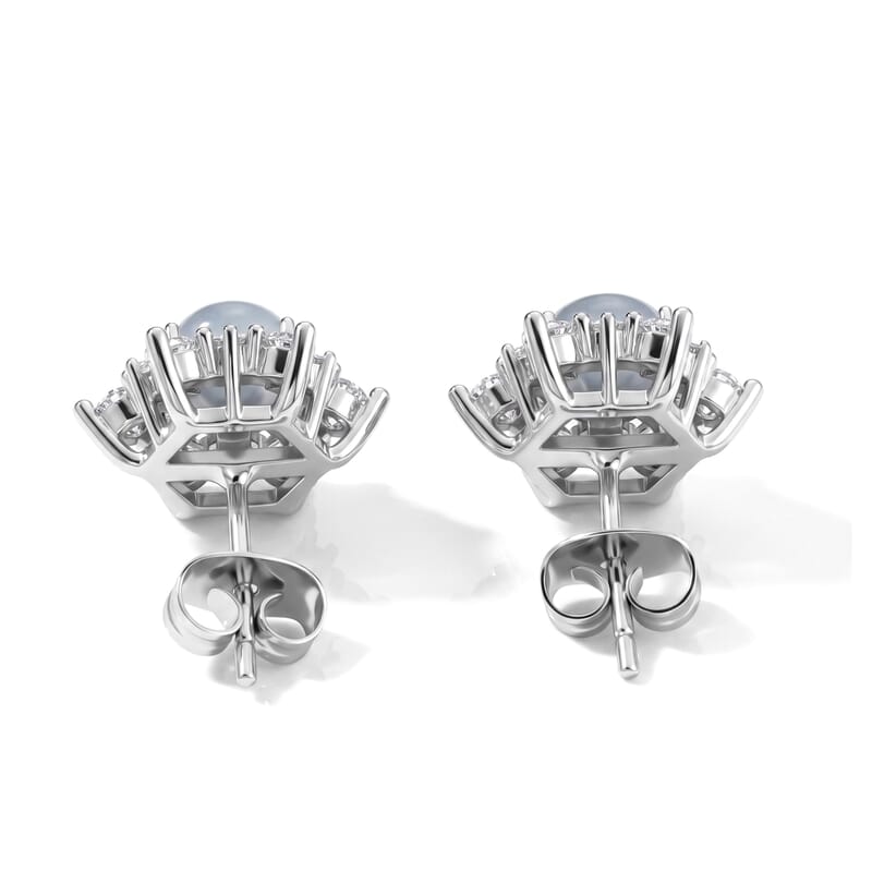 Aquamarine and Simulated Diamond 7.00 ctw Earrings in Silvertone