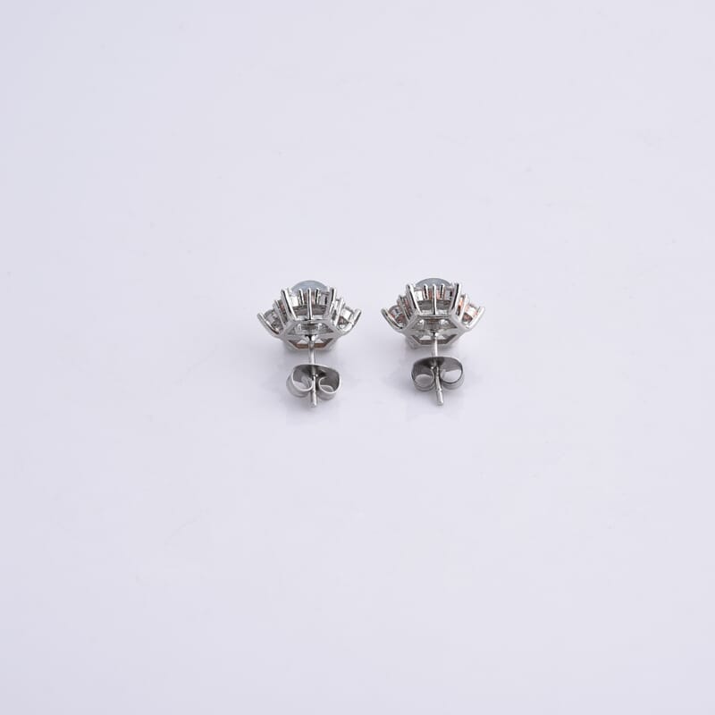 Aquamarine and Simulated Diamond 7.00 ctw Earrings in Silvertone