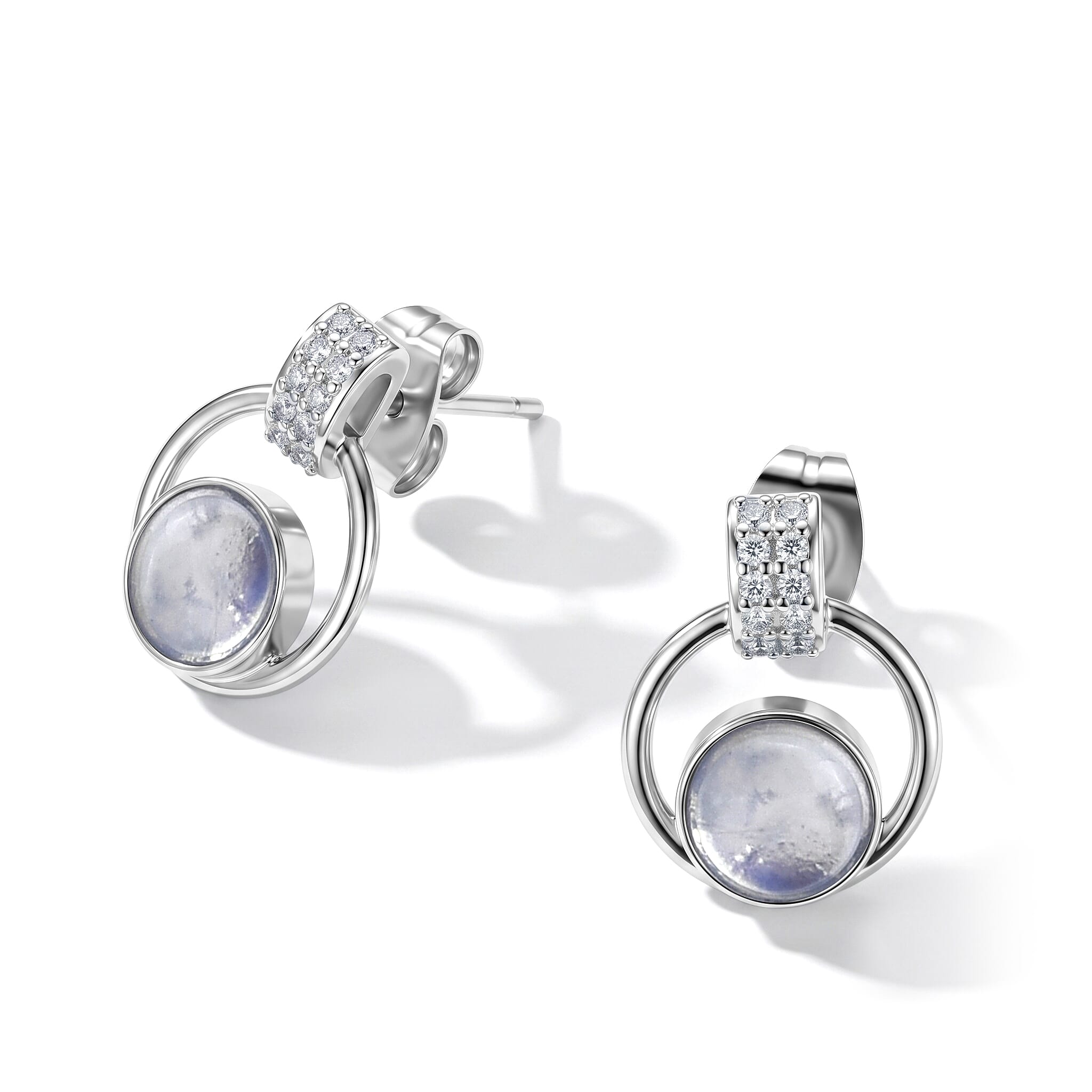 Aquamarine and Simulated Diamond 6.00 ctw Earrings in Silvertone