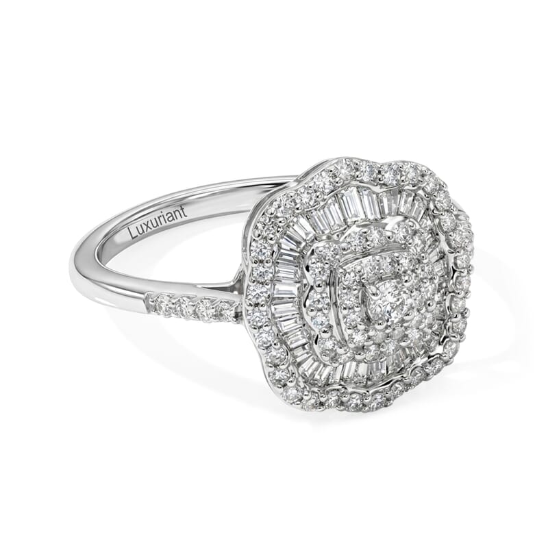 Luxuriant Lab Grown Diamond G-H SI 1.00 ctw Sacred Geometry Ring in Rhodium Over Sterling Silver (Size 6.0)