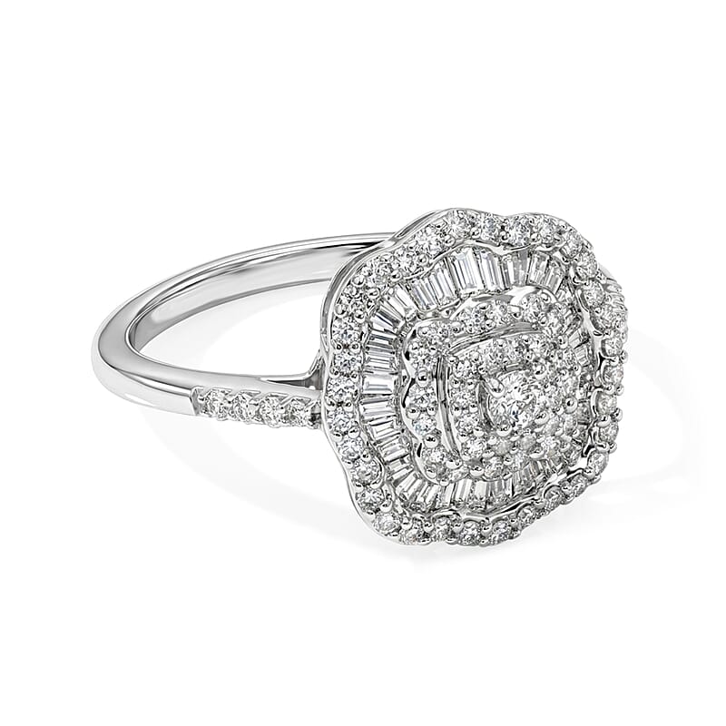 Luxuriant Lab Grown Diamond G-H SI 1.00 ctw Ring in Rhodium Over Sterling Silver (Size 6.0)