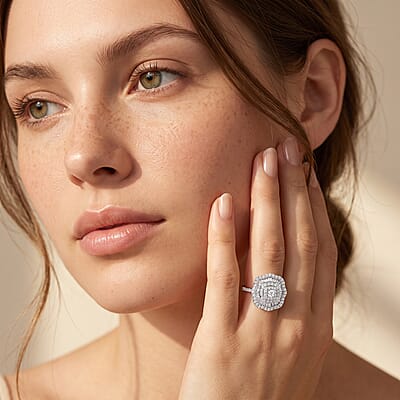 Luxuriant Lab Grown Diamond G-H SI 1.00 ctw Ring in Rhodium Over Sterling Silver (Size  6.0)