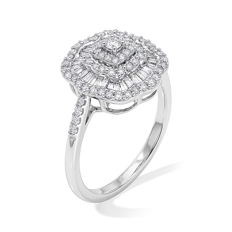 Luxuriant Lab Grown Diamond G-H SI 1.00 ctw Ring in Rhodium Over Sterling Silver (Size 6.0)