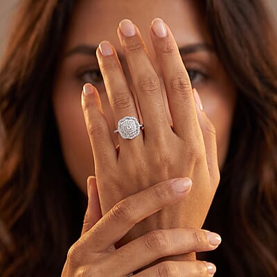 Luxuriant Lab Grown Diamond G-H SI 1.00 ctw Ring in Rhodium Over Sterling Silver (Size  6.0)