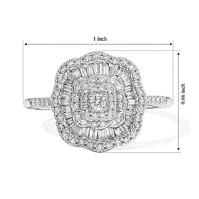 Luxuriant Lab Grown Diamond G-H SI 1.00 ctw Ring in Rhodium Over Sterling Silver (Size  6.0)