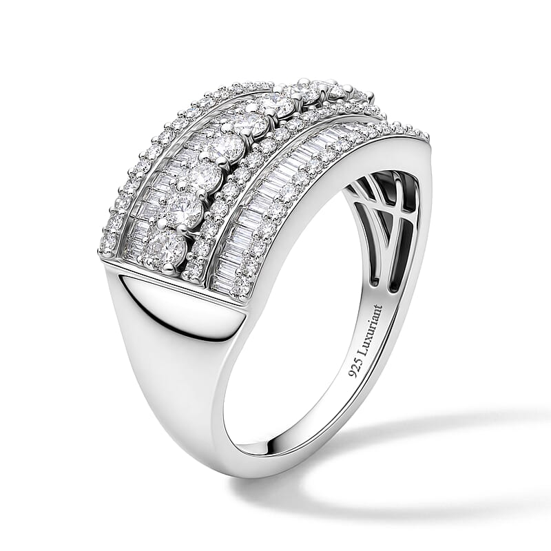 Luxuriant Lab Grown Diamond G-H SI 1.50 ctw Ring in Rhodium Over Sterling Silver (Size 6.0)