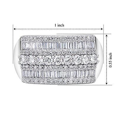 Luxuriant Lab Grown Diamond G-H SI 1.50 ctw Multi Row Ring in Rhodium Over Sterling Silver (Size 6.0)