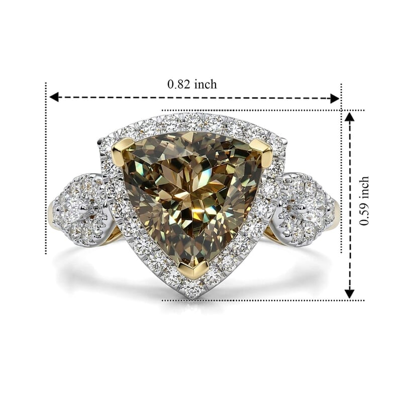 Certified & Appraised AAA Turkizite and Luxuriant Lab Grown Diamond G-H SI 3.50 ctw Ring in 10K Yellow Gold (Size  5.0)