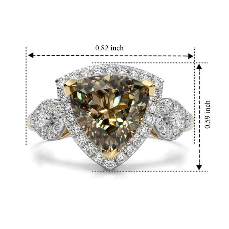 Certified & Appraised AAA Turkizite and Luxuriant Lab Grown Diamond G-H SI 3.50 ctw Ring in 10K Yellow Gold (Size  6.0)