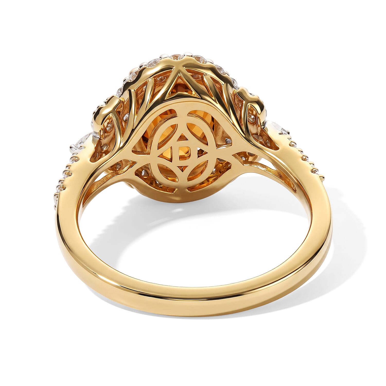 D'Joy Premium Honey Garnet and Moissanite 2.45 ctw Ring in 18K Vermeil Yellow Gold Over Sterling Silver (Size 6.0)
