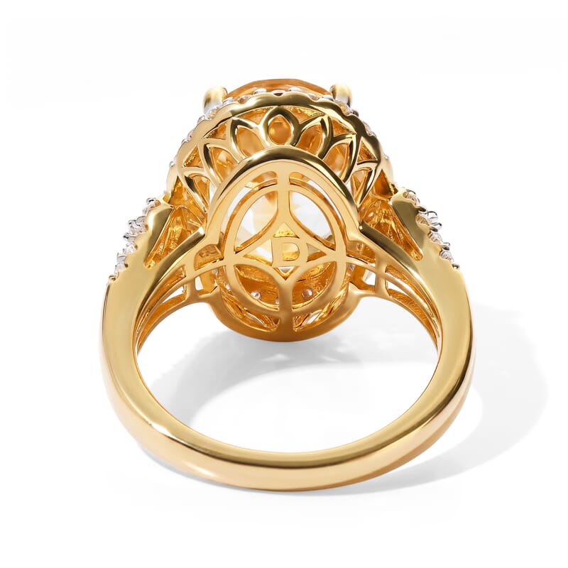 D'Joy Premium Brazilian Citrine and Moissanite 6.25 ctw Ring in 18K Vermeil Yellow Gold Over Sterling Silver (Size 6.0)