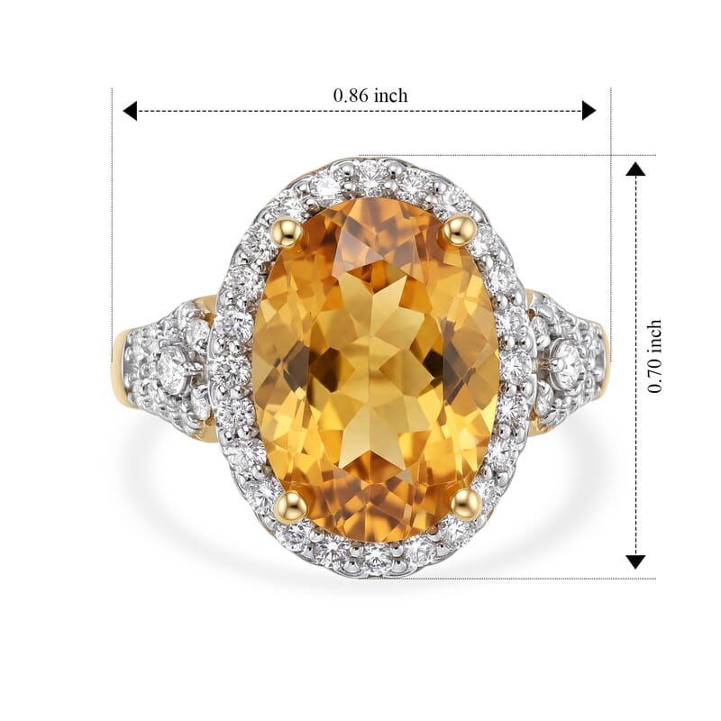 D'Joy Premium Brazilian Citrine and Moissanite 6.25 ctw Ring in 18K Vermeil Yellow Gold Over Sterling Silver (Size 6.0)