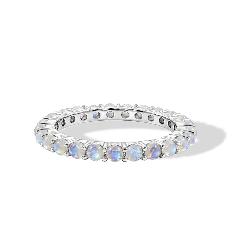White Moonstone 0.50 ctw Band Ring in Sterling Silver (Size 5.0)