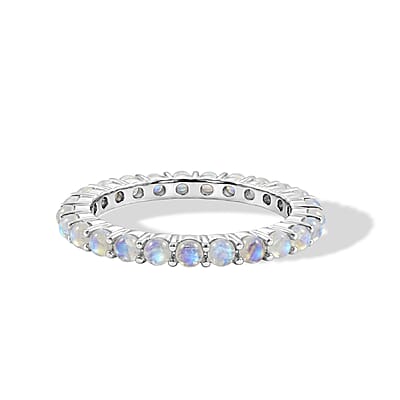 White Moonstone 0.50 ctw Band Ring in Sterling Silver (Size 5.0)