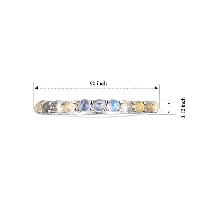 White Moonstone 0.50 ctw Band Ring in Sterling Silver (Size 5.0)