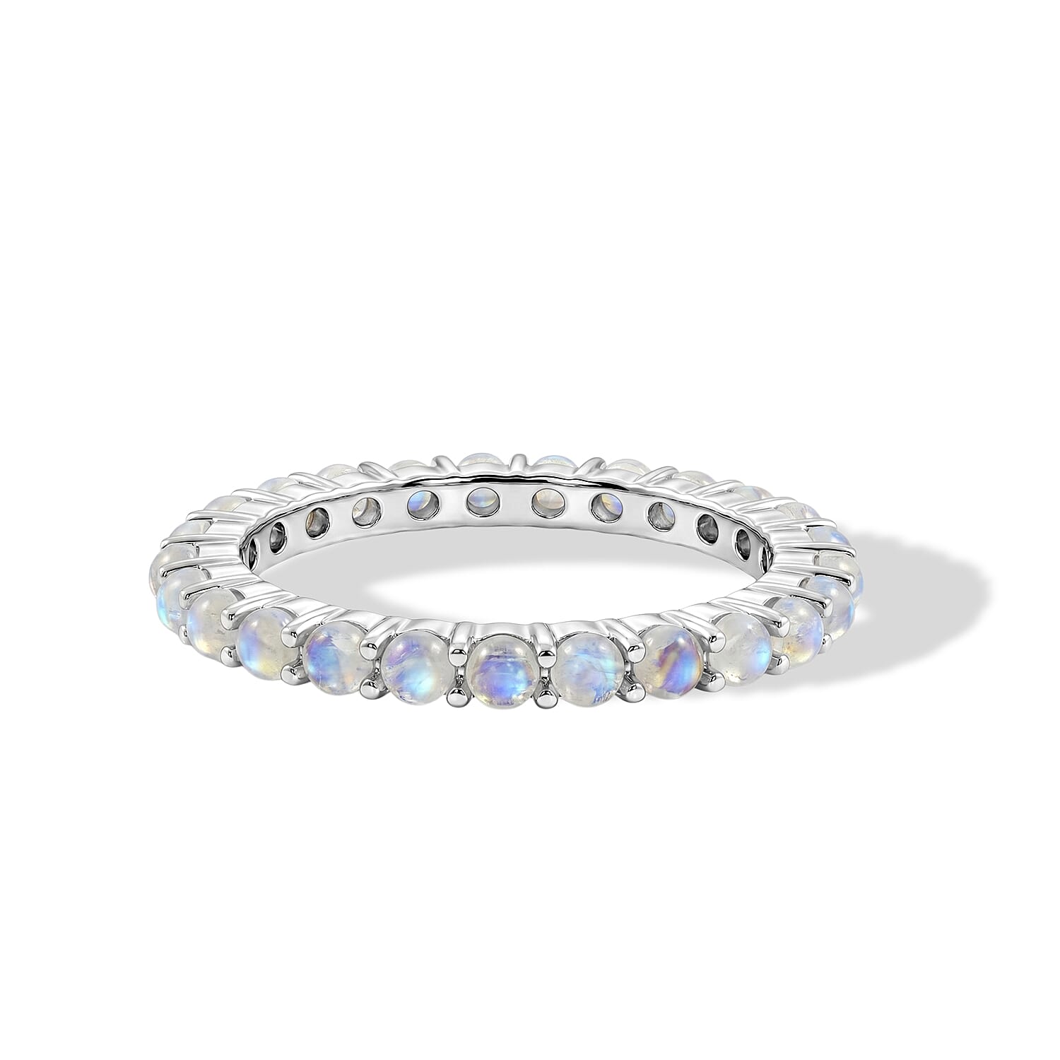 White Moonstone 0.50 ctw Band Ring in Sterling Silver (Size 7.0)