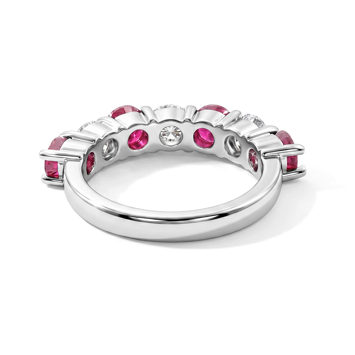 Ruby and White Topaz 1.55 ctw Band Ring in Sterling Silver (Size 5.0)
