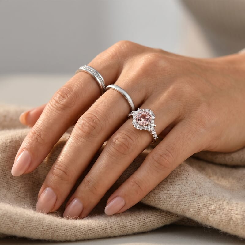 IGI Certified D'Joy Premium Pink Morganite and Moissanite 1.72 ctw Ring in 18K Vermeil Rose Gold Over Sterling Silver (Size 6.0)