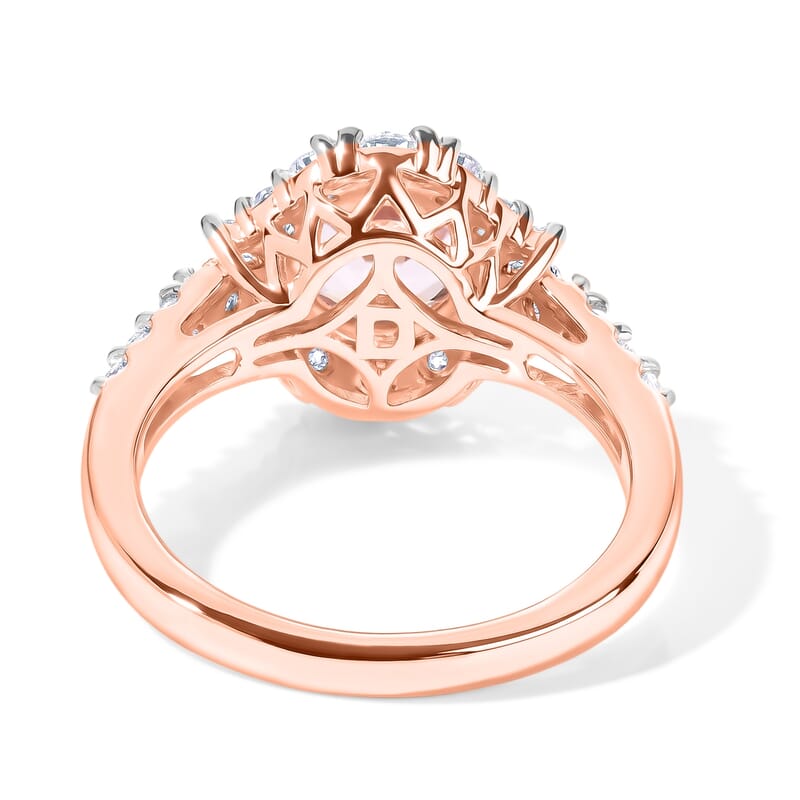 IGI Certified D'Joy Premium Pink Morganite and Moissanite 1.72 ctw Ring in 18K Vermeil Rose Gold Over Sterling Silver (Size 6.0)