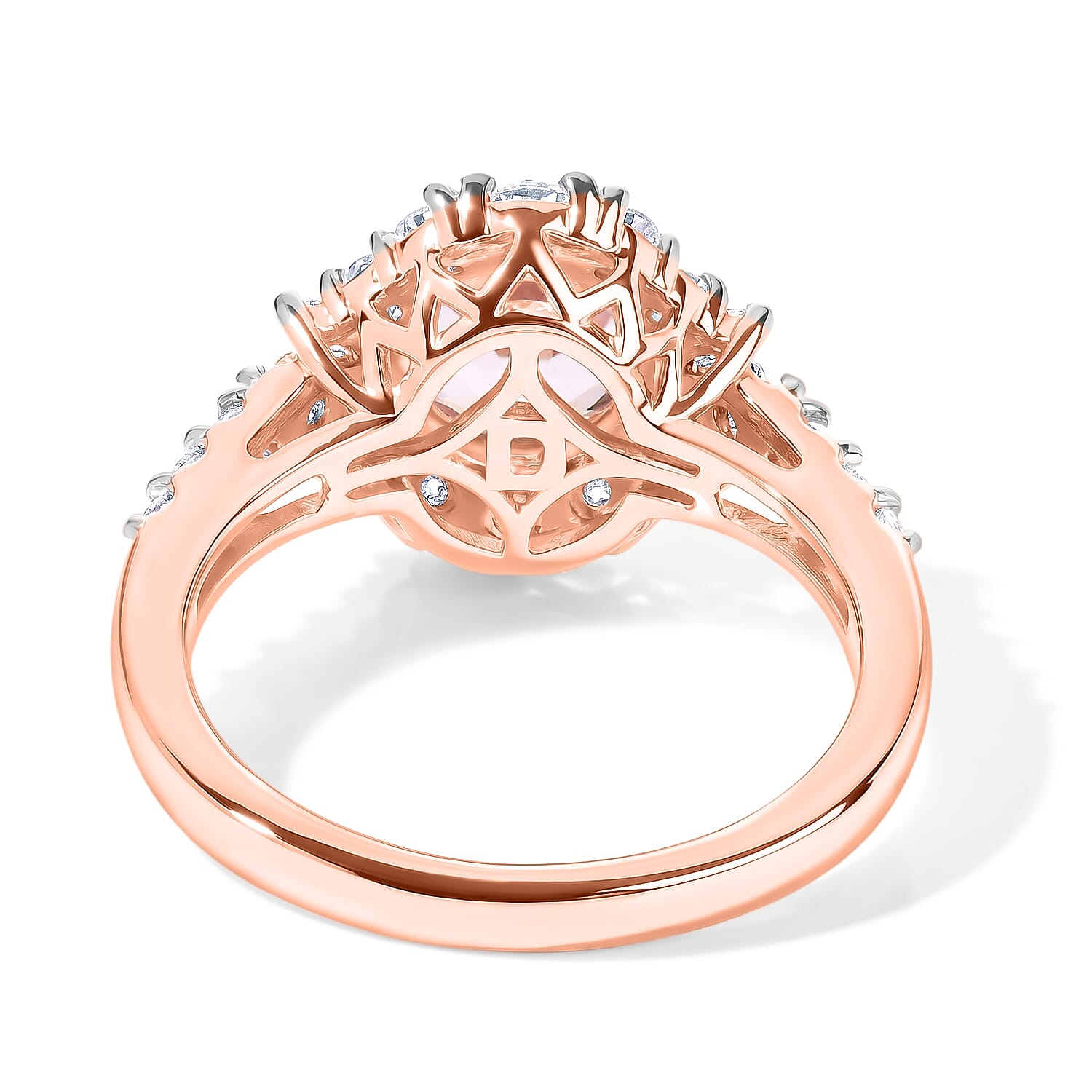 Certified and Appraised D'Joy Premium Pink Morganite and Moissanite 1.72 ctw Ring in 18K Vermeil Rose Gold Over Sterling Silver (Size 7.0)