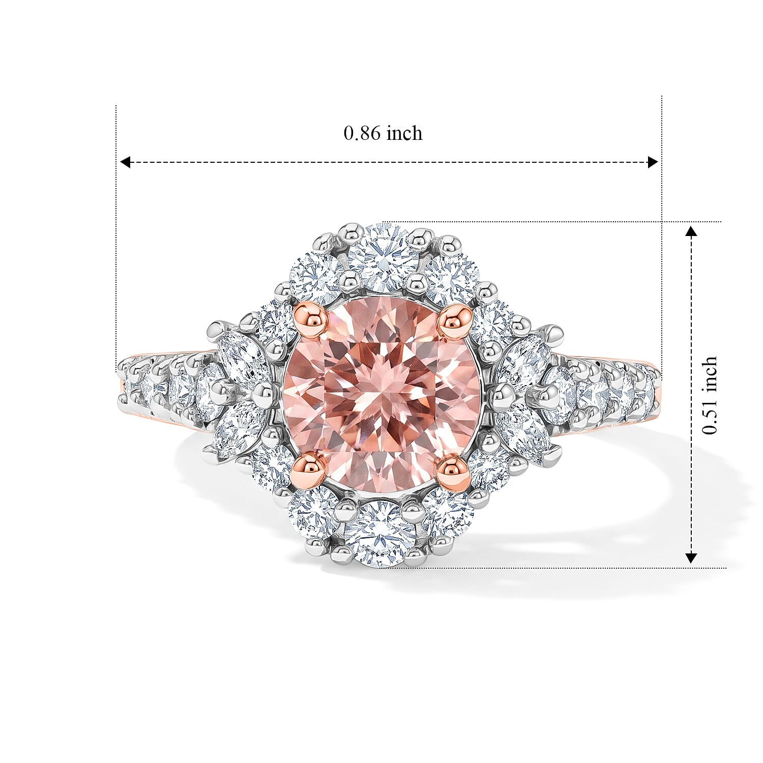 Certified and Appraised D'Joy Premium Pink Morganite and Moissanite 1.72 ctw Ring in 18K Vermeil Rose Gold Over Sterling Silver (Size 7.0)