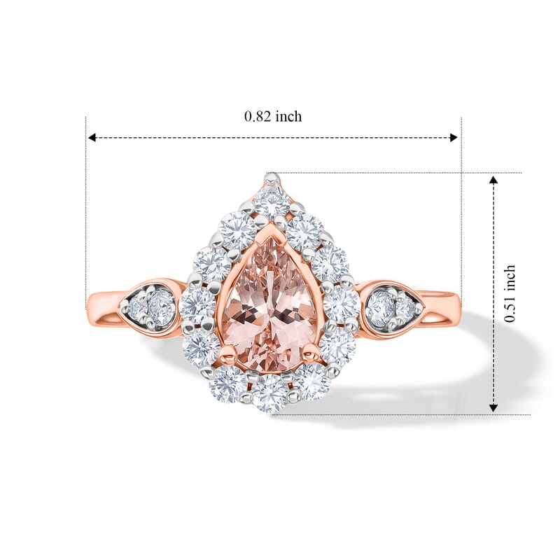 Certified and Appraised D'Joy Premium Pink Morganite and Moissanite 1.05 ctw Ring in 18K Vermeil Rose Gold Over Sterling Silver (Size 6.0)