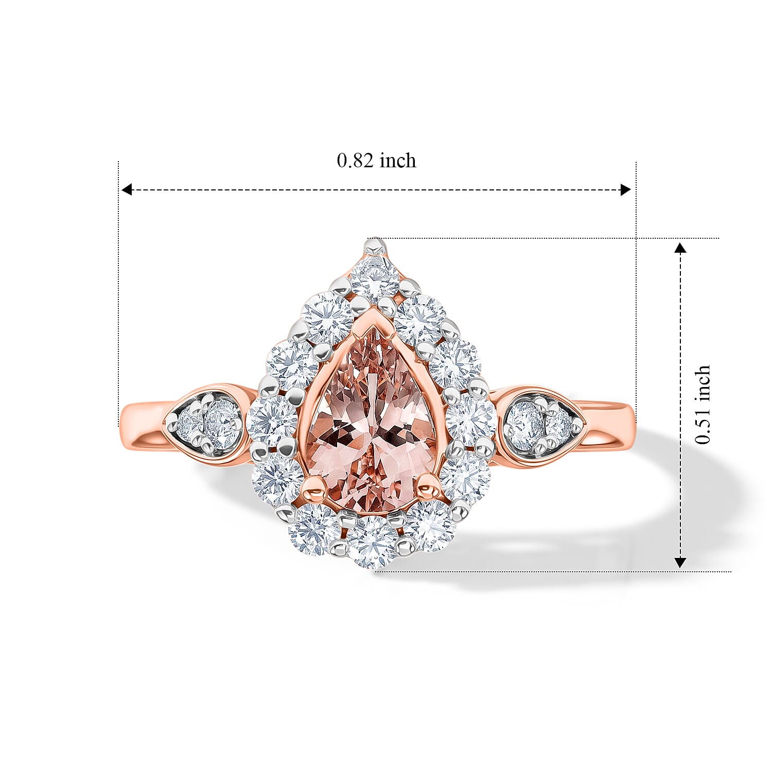 Certified and Appraised D'Joy Premium Pink Morganite and Moissanite 1.05 ctw Ring in 18K Vermeil Rose Gold Over Sterling Silver (Size 8.0)
