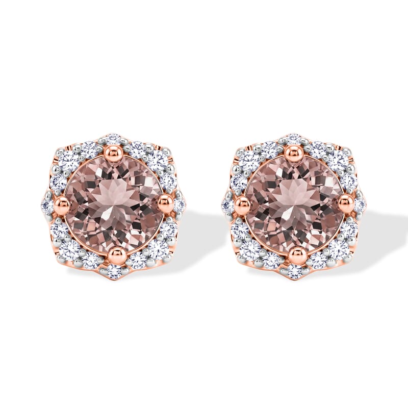 Certified and Appraised D'Joy Premium Pink Morganite and Moissanite 1.75 ctw Earrings in 18K Vermeil Rose Gold Over Sterling Silver