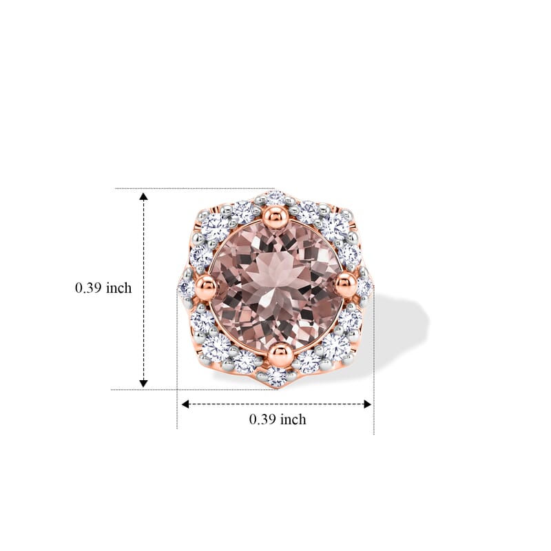 Certified and Appraised D'Joy Premium Pink Morganite and Moissanite 1.75 ctw Earrings in 18K Vermeil Rose Gold Over Sterling Silver