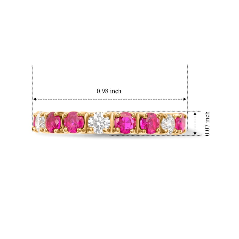 Ruby and White Topaz 0.90 ctw Band Ring in 14K Yellow Gold Over Sterling Silver (Size 5.0)