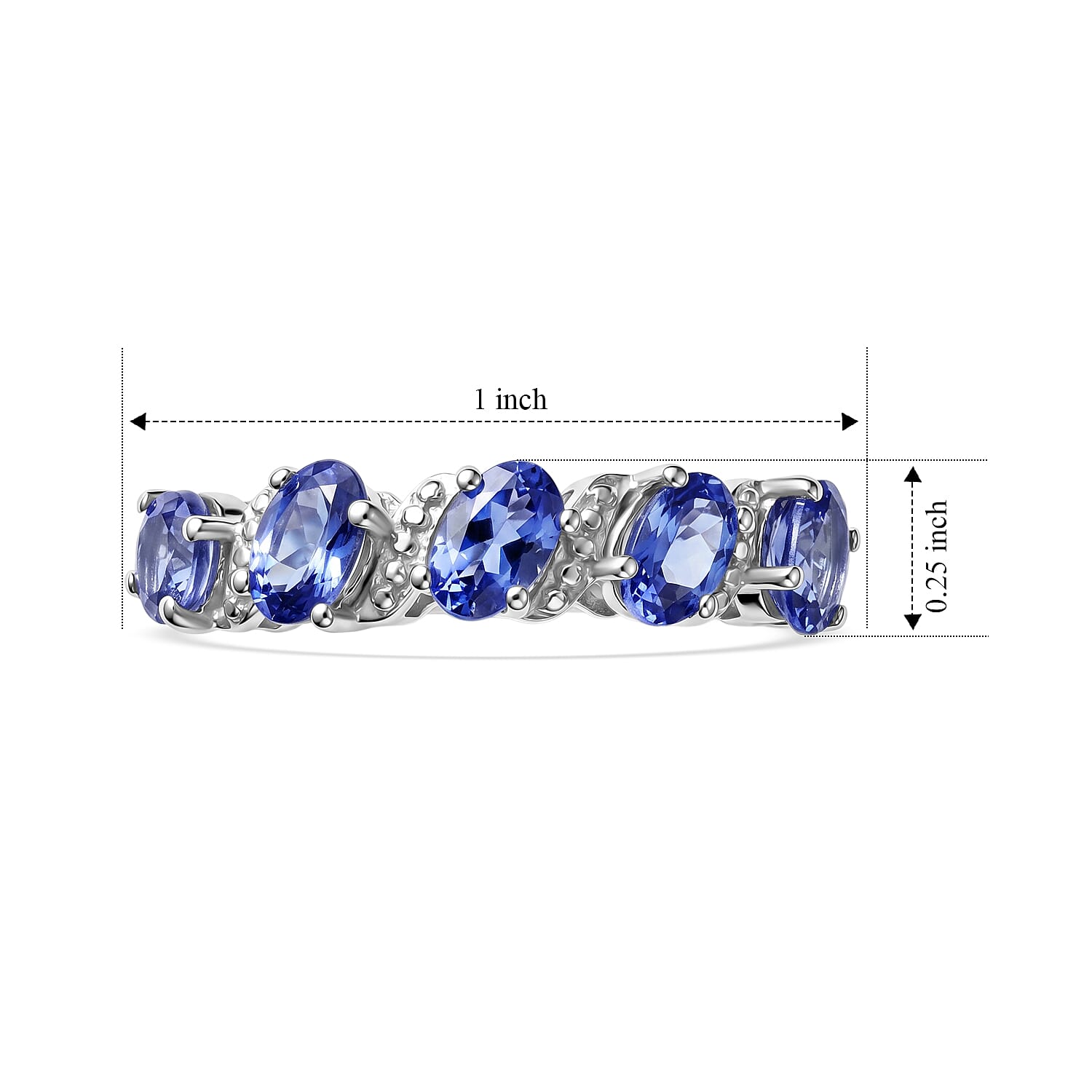 Tanzanite 1.00 ctw Band Ring in Sterling Silver (Size 6.0)