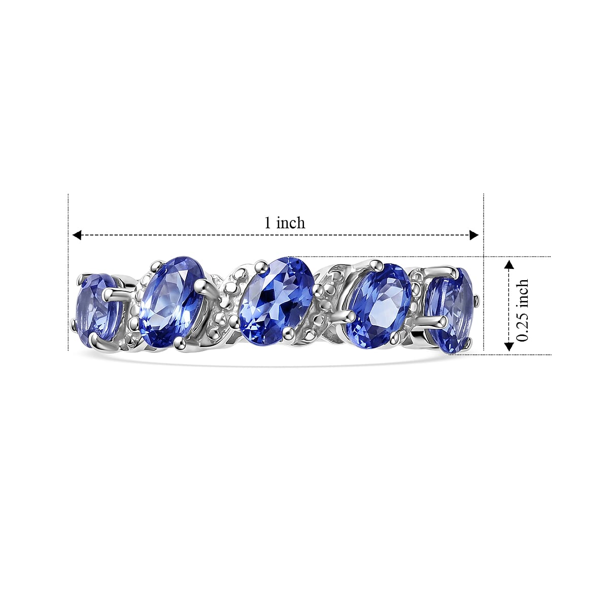 Tanzanite 1.00 ctw Band Ring in Sterling Silver (Size 6.0)  image number 5