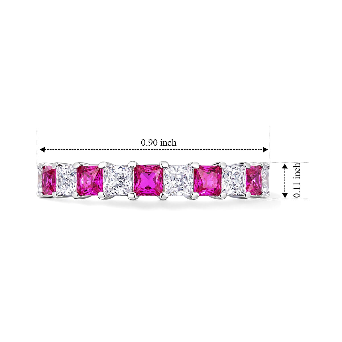 Ruby and Simulated Diamond 0.50 ctw Band Ring in Sterling Silver (Size 7.5) image number 5