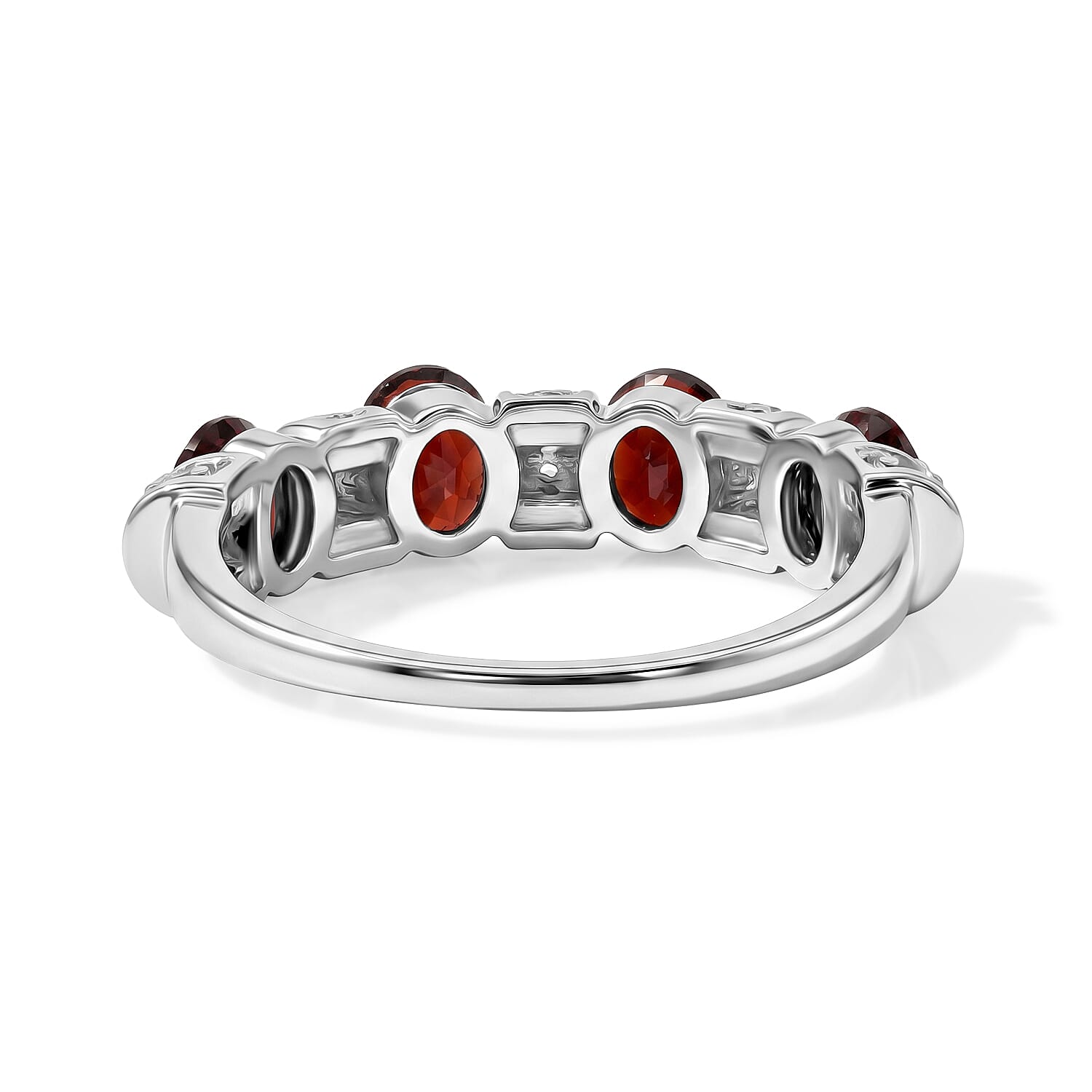 Mozambique Garnet and White Topaz 1.50 ctw Band Ring in Sterling Silver (Size 7.0)