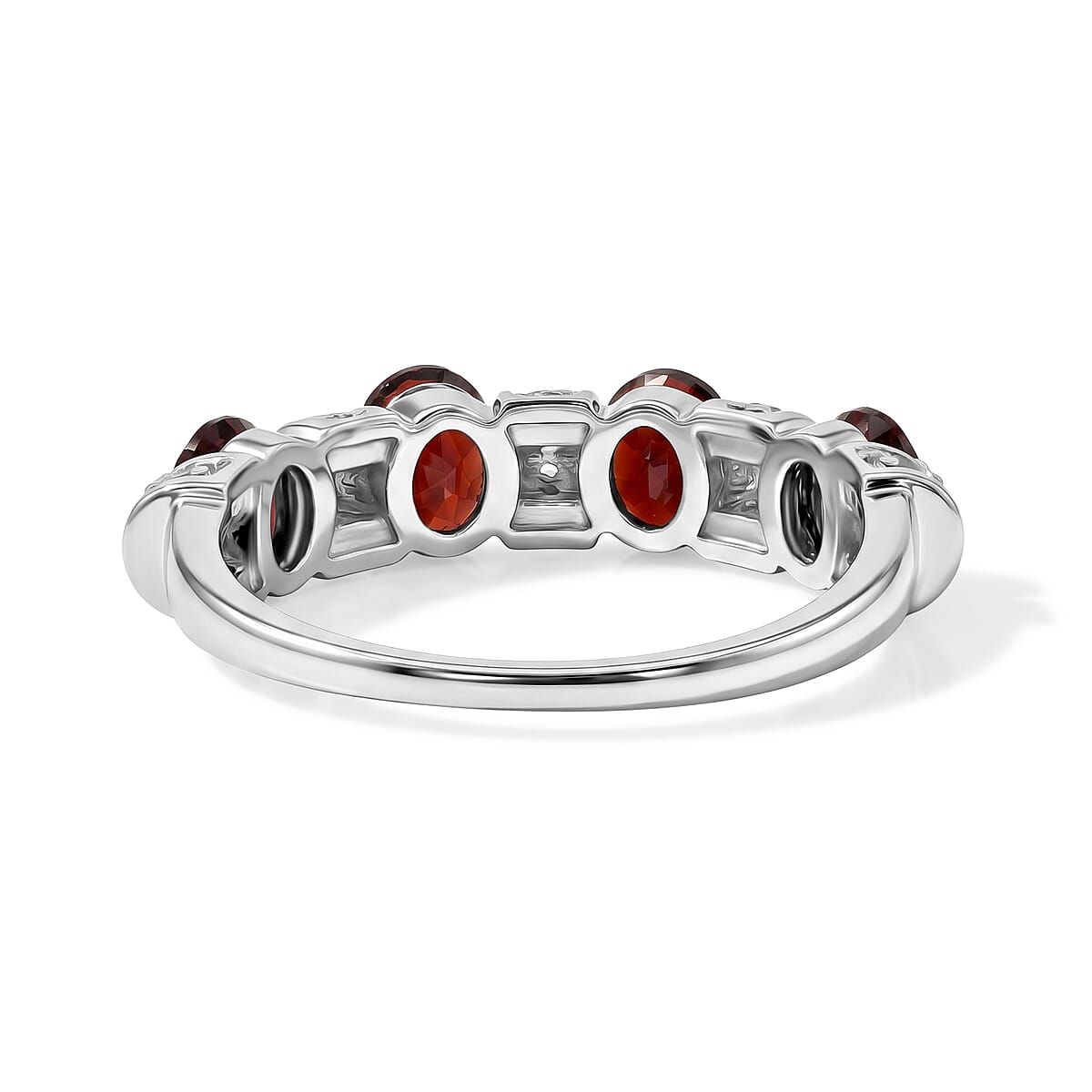 Mozambique Garnet and White Topaz 1.50 ctw Band Ring in Sterling Silver (Size 7.0) image number 4