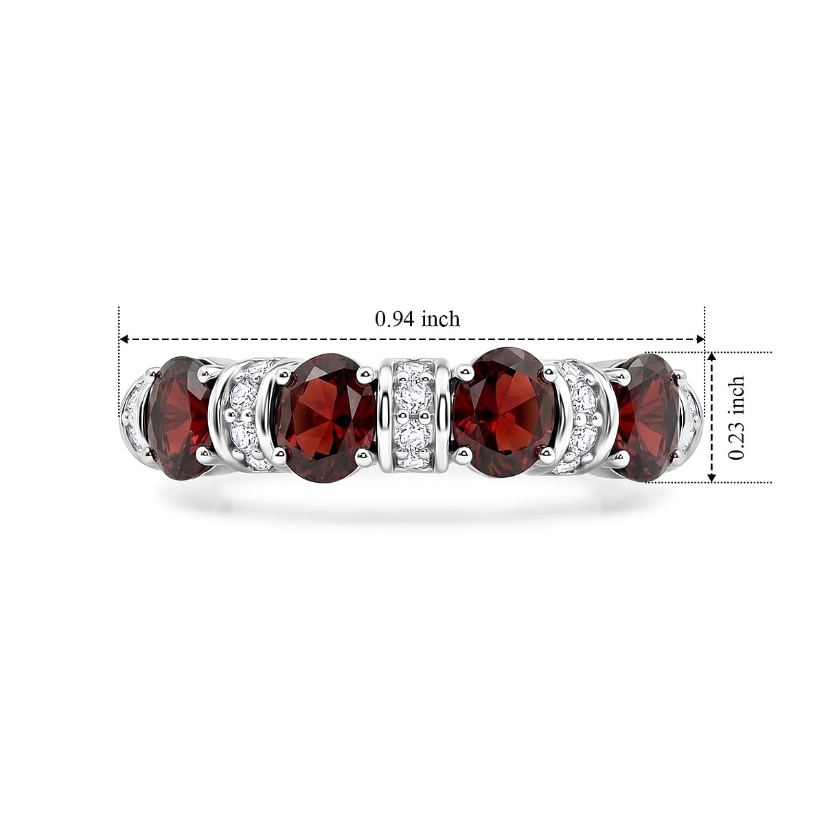 Mozambique Garnet and White Topaz 1.50 ctw Band Ring in Sterling Silver (Size 7.0) image number 5