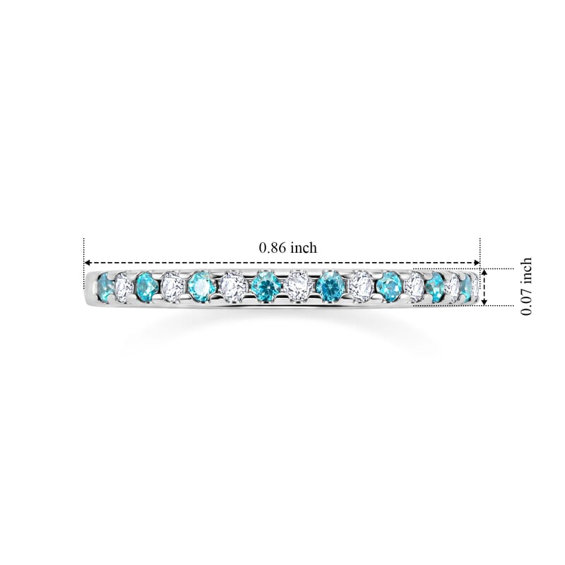 Blue and White Topaz 0.10 ctw Band Ring in Sterling Silver (Size 7.0)