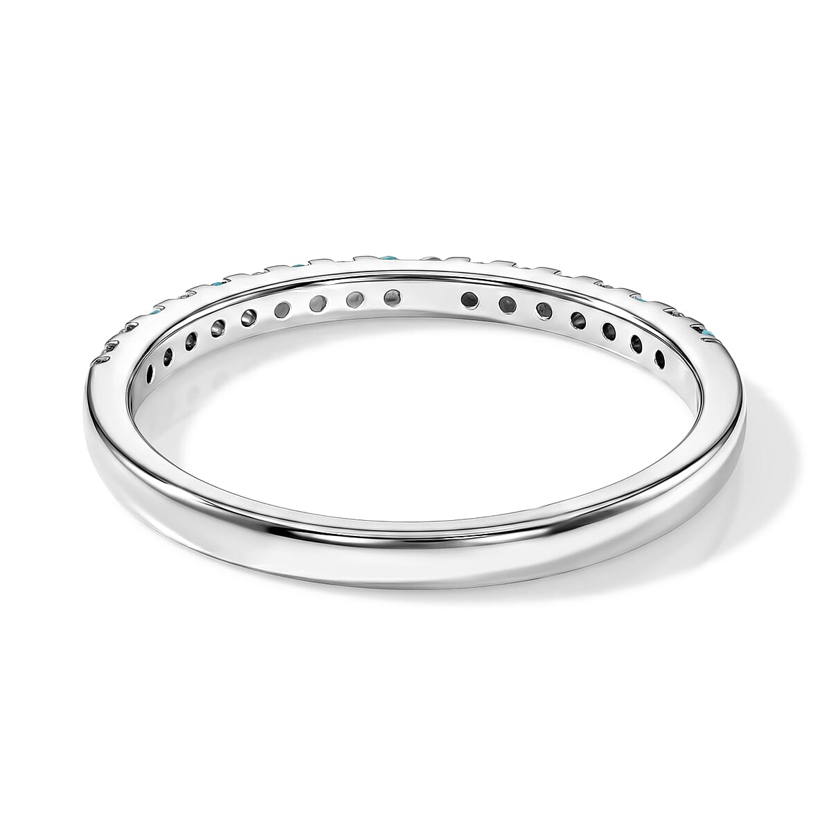 Blue and White Topaz 0.10 ctw Band Ring in Sterling Silver (Size 8.0) image number 4