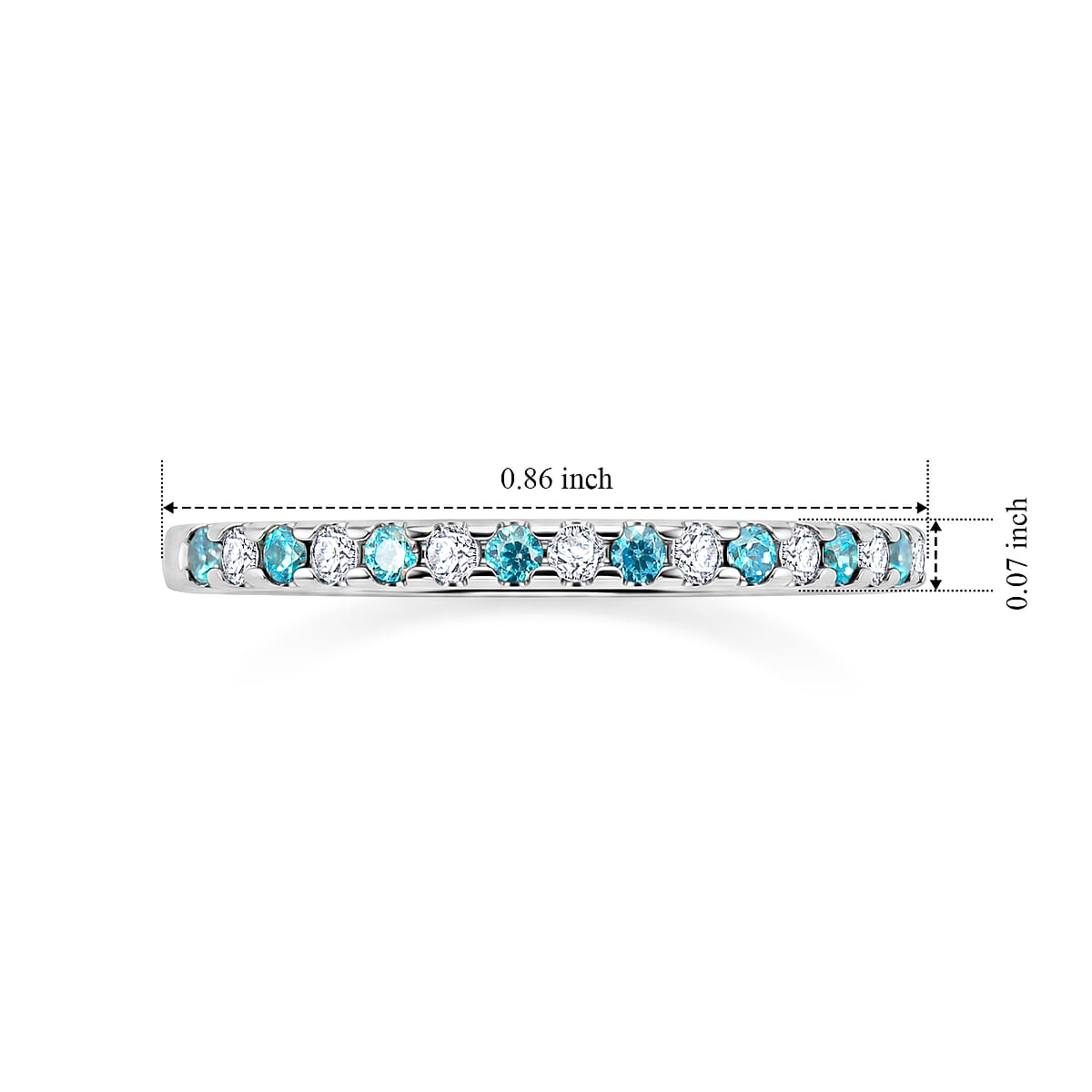 Blue and White Topaz 0.10 ctw Band Ring in Sterling Silver (Size 8.0) image number 5