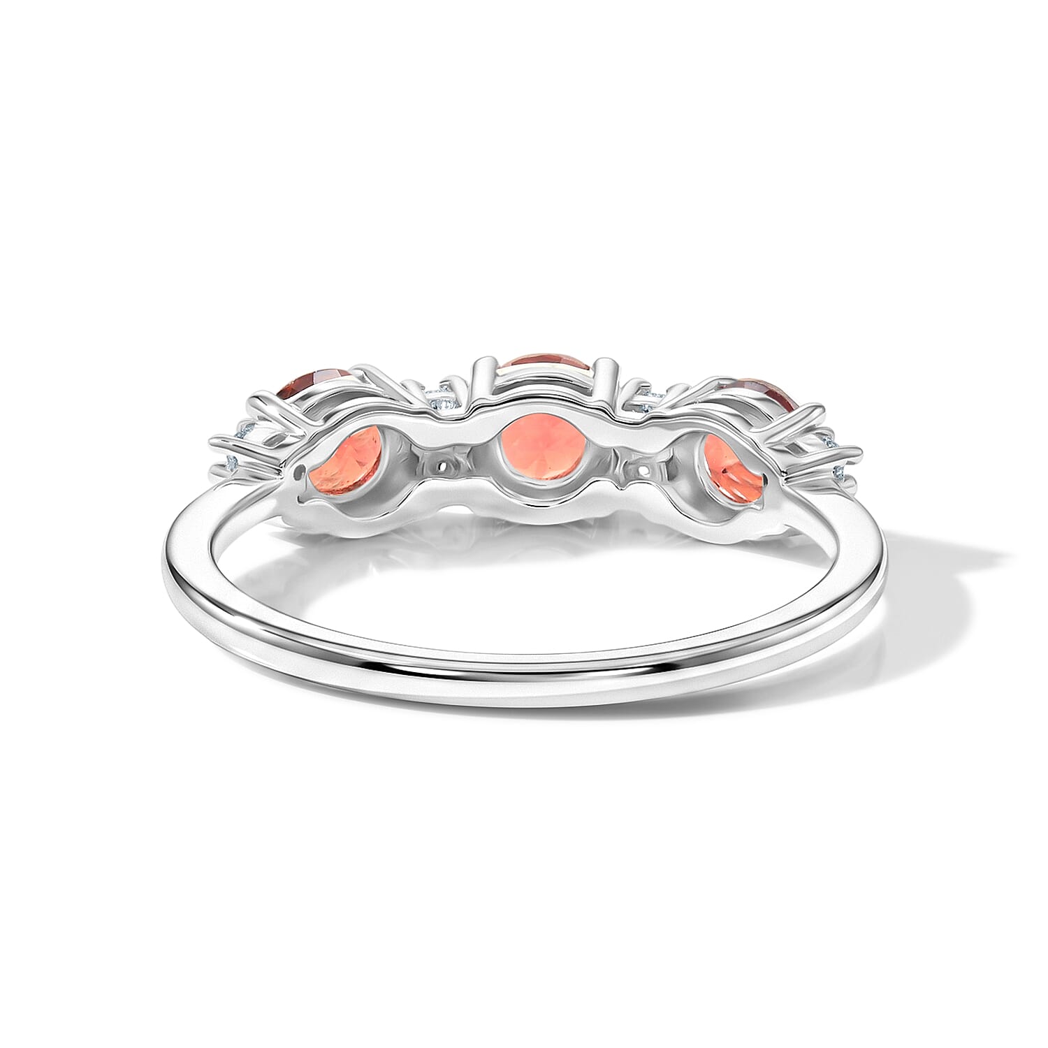 Mozambique Garnet and Simulated Diamond 0.70 ctw Band Ring in Sterling Silver (Size 7.0)
