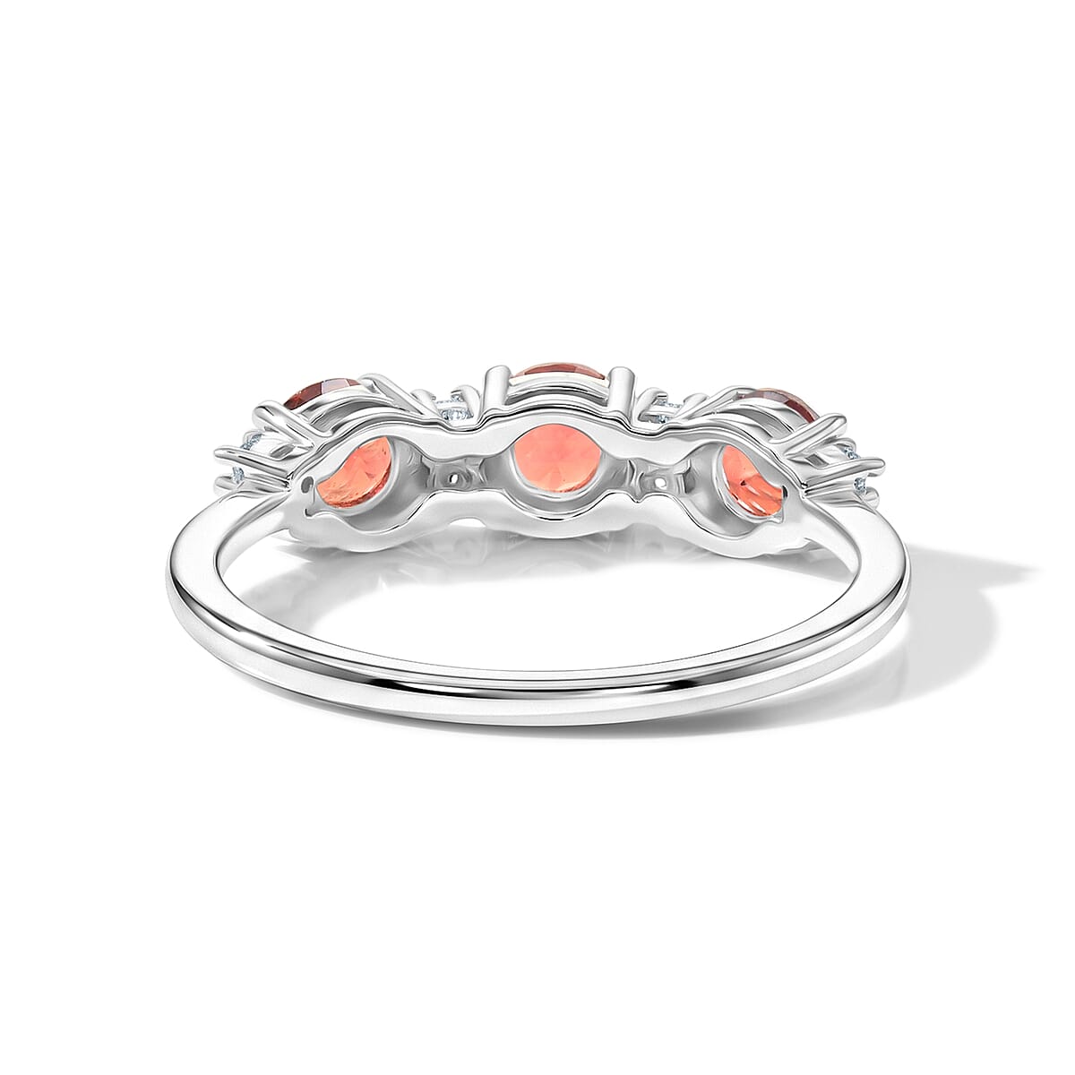 Mozambique Garnet and Simulated Diamond 0.70 ctw Band Ring in Sterling Silver (Size 7.0) image number 4