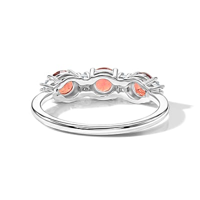 Mozambique Garnet and Simulated Diamond 0.70 ctw Band Ring in Sterling Silver (Size 7.0)